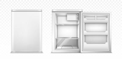 geladeira pequena com porta aberta e fechada vetor