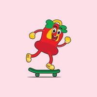 design de vetor de personagem de desenho animado de natal mascote. personagem de ilustração subir no skate