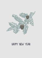 modelo de cartão feliz ano novo 2023. design escandinavo elegante com letras desenhadas à mão vetor