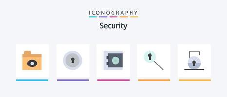 pacote de ícones de segurança plano 5, incluindo . segurança. seguro. proteger. chave. design de ícones criativos vetor