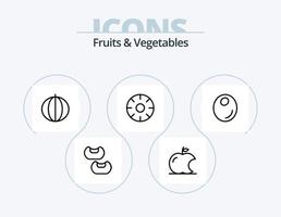 frutas e legumes linha ícone pack 5 design de ícone. intelecto. maçã. frutas. vegetais. saudável vetor