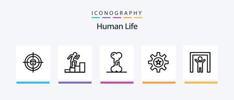 pacote de ícones da linha 5 humana, incluindo humano. alvo. osso. gerenciamento. negócios. design de ícones criativos vetor