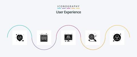 experiência do usuário glifo 5 pacote de ícones incluindo interface. procurar. ferramentas de edição. pesquisar. computador portátil vetor