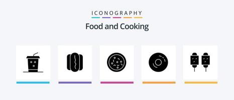 pacote de ícones de glifo de comida 5, incluindo frito. cachorro. comer. milho. comida. design de ícones criativos vetor