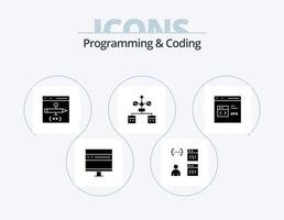 programação e codificação do pacote de ícones de glifos 5 design de ícones. . desenvolver. vetor