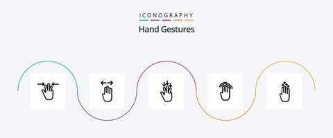 gestos de mão linha 5 pacote de ícones incluindo toque múltiplo. gestos. certo. quatro. gestos vetor