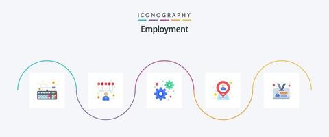 pacote de ícones de 5 planos de emprego, incluindo carteira de identidade. funcionário. engrenagens. recursos. humano vetor