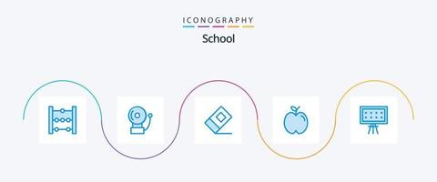 pacote de ícones de escola azul 5 incluindo . Educação. estacionário. quadro. estudar vetor