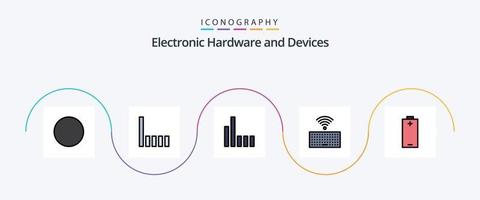 linha de dispositivos cheia de pacote de ícones plana 5 incluindo . chaves. energia vetor