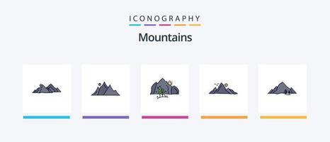 linha de montanhas cheia de 5 ícones incluindo colina. montanha. natureza. cena. natureza. design de ícones criativos vetor