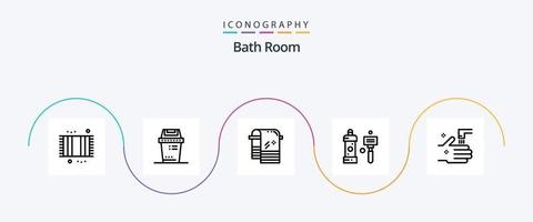 pacote de ícones da linha 5 do banheiro, incluindo chuveiro. limpeza. lixo. banheiro. limpando vetor