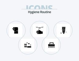 pacote de ícones de glifos de rotina de higiene 5 design de ícones. Cosmético. mão. limpeza. secador. banheiro vetor