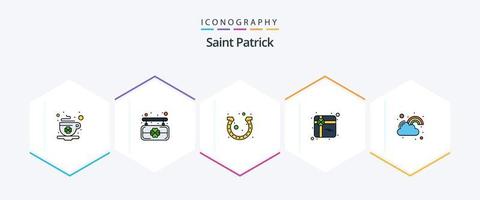 Saint Patrick 25 pacote de ícones de linha preenchida, incluindo alegria. fortuna. festival. presente. presente vetor