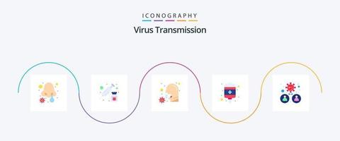 pacote de ícones plana 5 de transmissão de vírus, incluindo homem. assistência médica. tosse. tratamento. pingar vetor