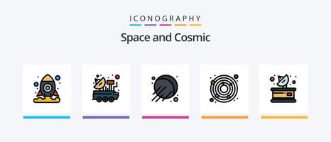 linha espacial cheia de 5 ícones incluindo espaço. astronomia. astronomia. espaço. Netuno. design de ícones criativos vetor