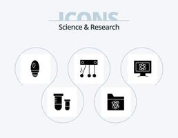 ícone do glifo científico pack 5 design de ícones. espaço. monitor. lâmpada. átomo. Ciência vetor
