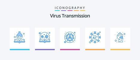 pacote de ícones azul 5 de transmissão de vírus, incluindo sujo. vida. bio. vírus. vírus. design de ícones criativos vetor
