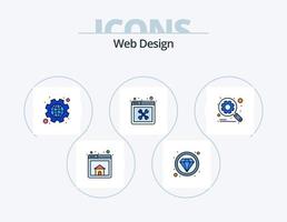 linha de design web cheia de ícones pack 5 design de ícones. arquivo. rede. Internet. contexto. ferramentas vetor