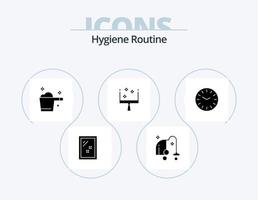 pacote de ícones de glifos de rotina de higiene 5 design de ícones. limpeza. tempo. limpeza. varrer. vassoura vetor