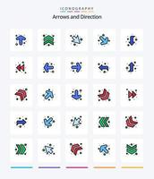 seta criativa pacote de ícones preenchidos com 25 linhas, como seta. voltar. abaixo. seta. esquerda vetor