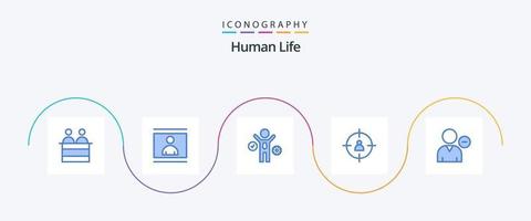 pacote de ícones humano azul 5, incluindo humano. alvo. foto. gerenciamento. negócios vetor