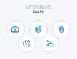 mapa pin ícone azul pack 5 design de ícone. . Palma. Cuidado. mão. serviço vetor