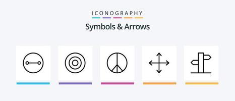 símbolos e setas linha 5 pacote de ícones incluindo sinal. Setas; flechas. acima. endereço. navegação. design de ícones criativos vetor