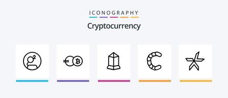 pacote de ícones de linha 5 de criptomoeda, incluindo moeda alternativa. moeda criptográfica. lisk. cripto. vertcoin. design de ícones criativos vetor