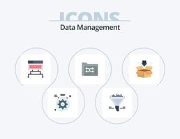 pacote de ícones planos de gerenciamento de dados 5 design de ícones. seta. pasta. computador. arquivos. cópia de segurança vetor