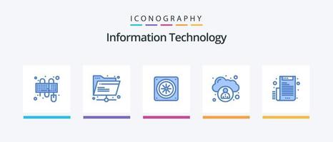 pacote de ícones azul 5 de tecnologia da informação, incluindo carta. e-mail. computador. eletrônico. nuvem. design de ícones criativos vetor