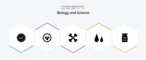 pacote de ícones de 25 glifos de biologia, incluindo . médico. laboratório. antídoto. laboratório vetor