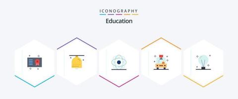 pacote de ícones planos de educação 25, incluindo veículo. transporte. notificação. física. molécula vetor