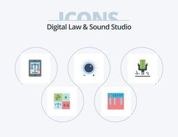 lei digital e ícone plano de estúdio de som pack 5 design de ícone. ganho. áudio. midi. on-line. lei vetor