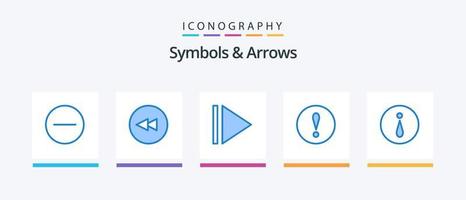 símbolos e setas azul 5 pacote de ícones incluindo . atenção. Informação. design de ícones criativos vetor