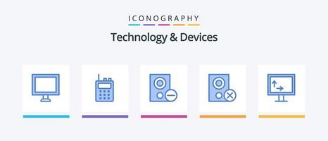 pacote de ícones de dispositivos azuis 5, incluindo . gadget. televisão. design de ícones criativos vetor