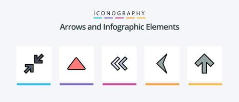 linha de seta cheia de 5 ícones incluindo . certo. ponteiro. Setas; flechas. certo. design de ícones criativos vetor