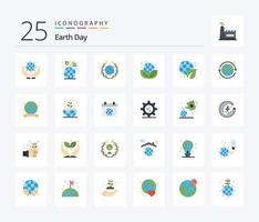 pacote de ícones de cores planas do dia da terra 25, incluindo dia. verde. terra. ambiente. Dia da Terra vetor