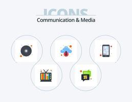 comunicação e mídia plano ícone pack 5 design de ícone. telefone. mapa. disco. seta. abaixo vetor