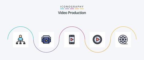 linha de produção de vídeo cheia de pacote de ícones de 5 planos, incluindo filme. cinema. jogar. pág. música vetor