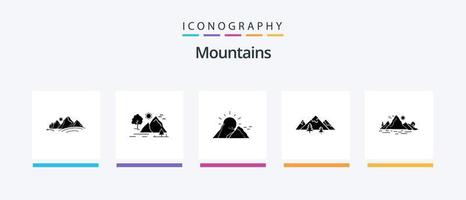pacote de ícones de glifo 5 de montanhas, incluindo . natureza. árvore. paisagem. design de ícones criativos vetor