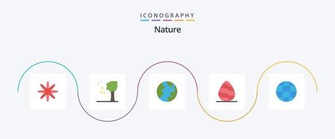 pacote de ícones de natureza plana 5, incluindo . globo. natureza. ambiente. primavera vetor