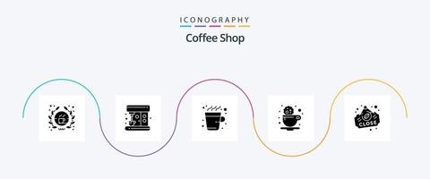 pacote de ícones de glifo 5 de cafeteria, incluindo fechar. café. xícara. bebida. café vetor