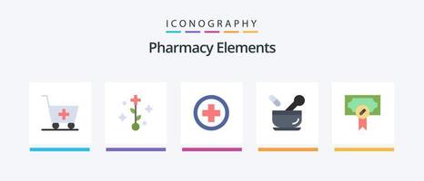 Elementos de farmácia Flat 5 Icon Pack, incluindo médico. saúde. médico. sopa. médico. design de ícones criativos vetor