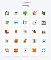 impressão criativa 25 pacote de ícones planos, como catálogo. roda de cores. amostra. paleta de cores. Catálogo vetor