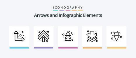 pacote de ícones da linha de seta 5, incluindo . esquerda. certo. design de ícones criativos vetor