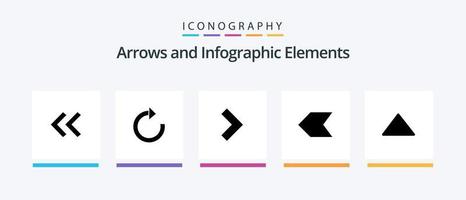 pacote de ícones de glifo de seta 5, incluindo . vídeo. próximo. jogar. seta. design de ícones criativos vetor