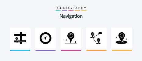 pacote de ícones de glifo 5 de navegação, incluindo . marcador. lugar. localização. design de ícones criativos vetor