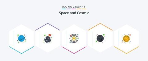 pacote de ícones planos do espaço 25, incluindo espaço. astronomia. planeta. sol. planeta vetor