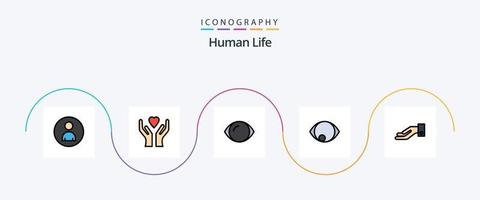 linha humana preenchida com 5 ícones planos, incluindo . face. mão vetor