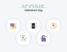 pacote de ícones planos de dia dos namorados 5 design de ícones. Cuidado. amor. casamento. coração. amor vetor